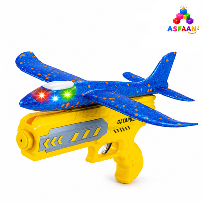 Catapult Gun Aircraft Toy for Kids | Foam Airplane Launcher Glider Flying Toy 2-in-1