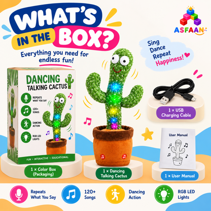 Dancing & Talking Cactus Toy – Rechargeable Interactive Toy for Kids