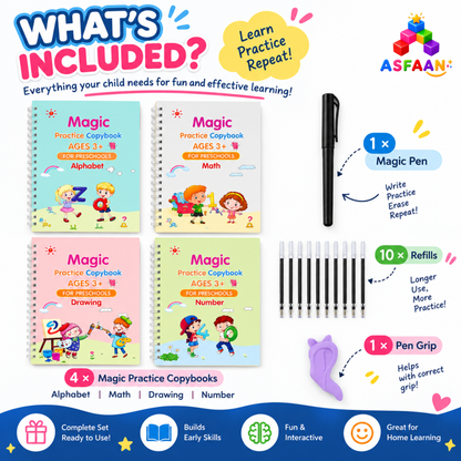 Magic Practice Copybooks – 4 Books Learning & Writing Set for Kids