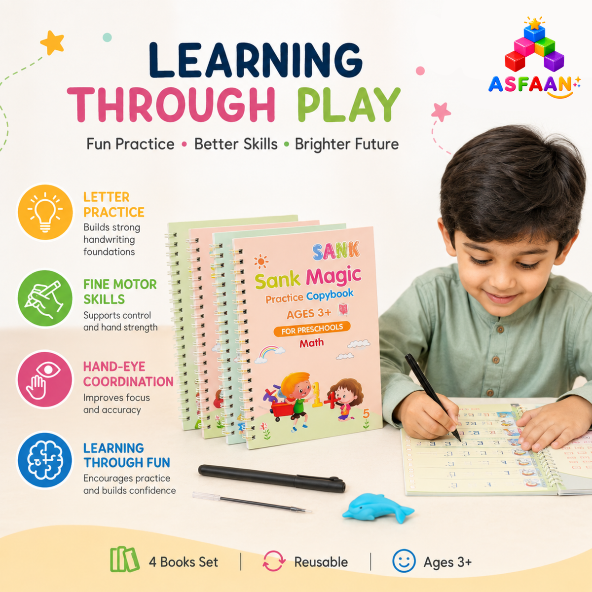 Magic Practice Copybooks – 4 Books Learning & Writing Set for Kids