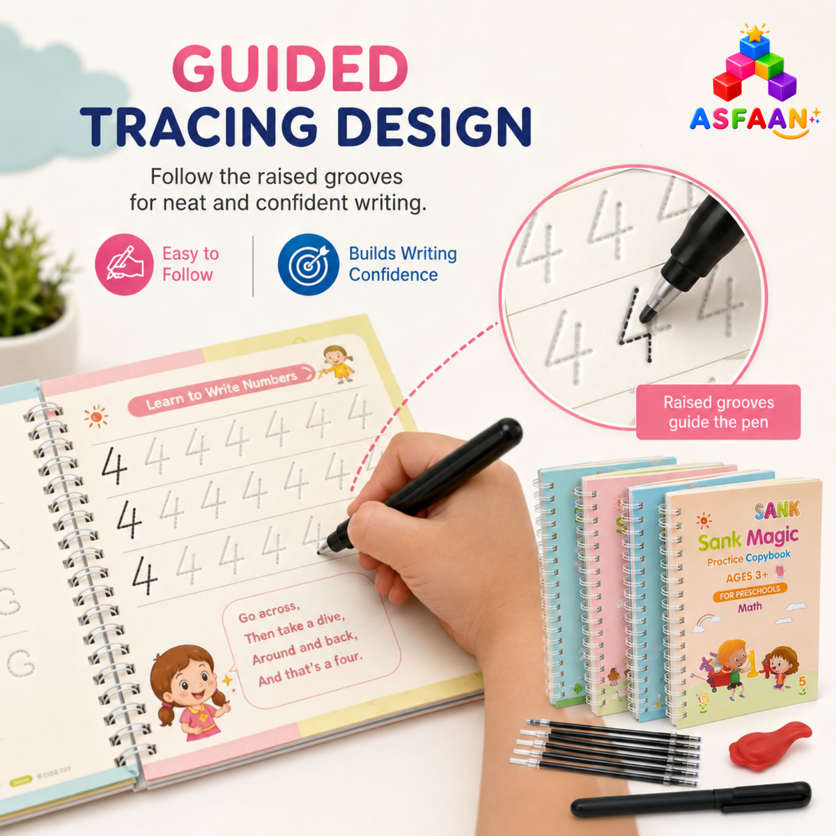 Magic Practice Copybooks – 4 Books Learning & Writing Set for Kids