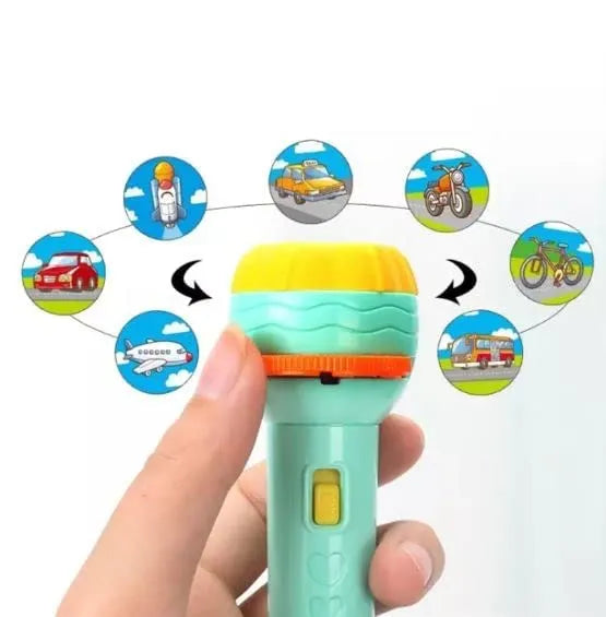 Mini Kids Projector Torch – 3 Slides, 24 Patterns | Educational Night Light & Bedtime Story Toy for Toddlers