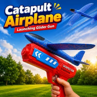 Catapult Gun Aircraft Toy for Kids | Foam Airplane Launcher Glider Flying Toy 2-in-1