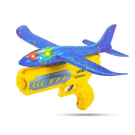 Catapult Gun Aircraft Toy for Kids | Foam Airplane Launcher Glider Flying Toy 2-in-1